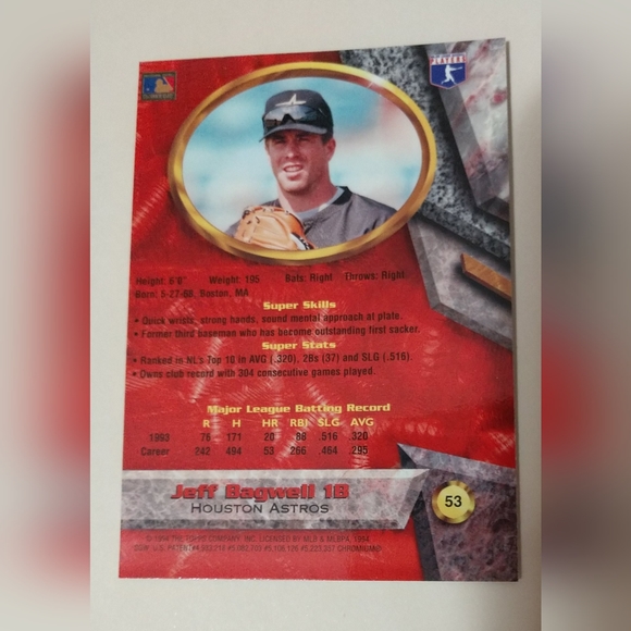 🥎1994 Bowman’s Best Refractor #R53 Jeff Bagwell Hall of Fame SP - Picture 2 of 10